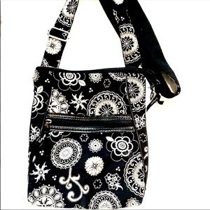 Thirty one cross body black and white patterned